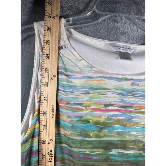 Christopher & Banks Petite Sleeveless Multicolor Striped Tank Top P/L Polyester - Picture 2 of 6